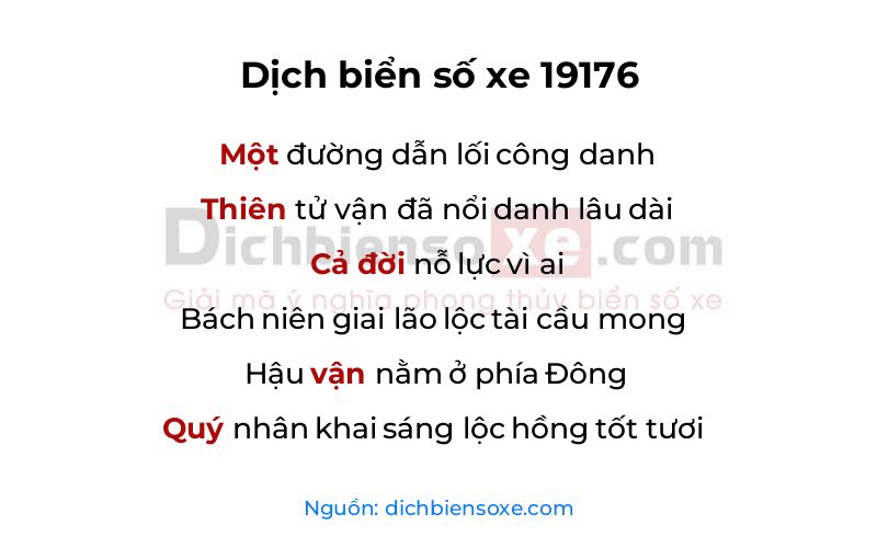 Dịch thơ biển số 19176