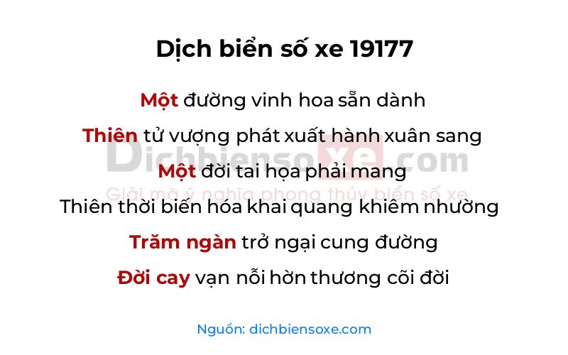 Dịch thơ biển số 19177