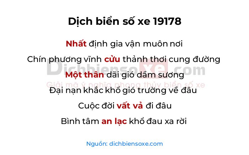 Dịch thơ biển số 19178