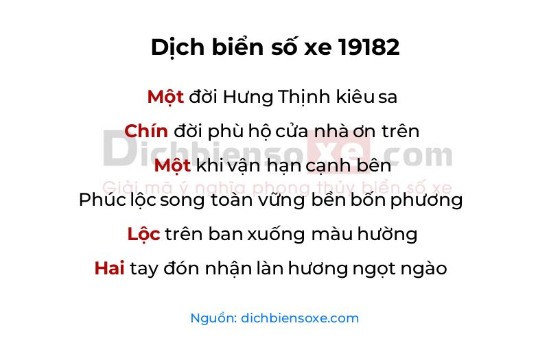 Dịch thơ biển số 19182