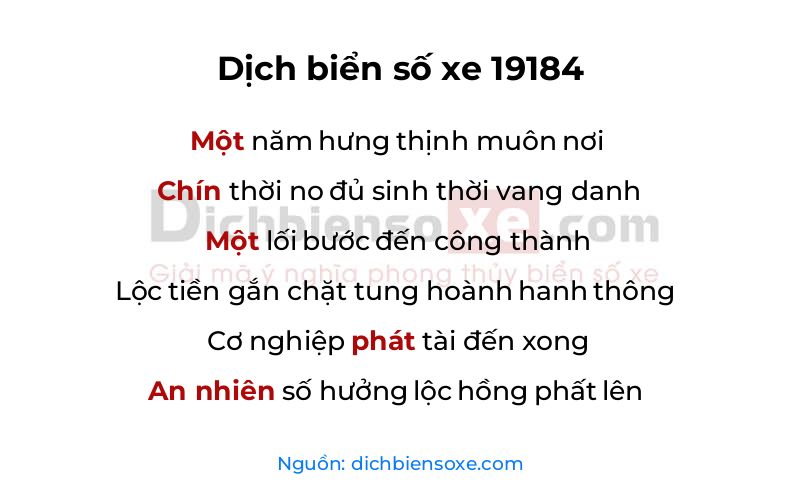 Dịch thơ biển số 19184