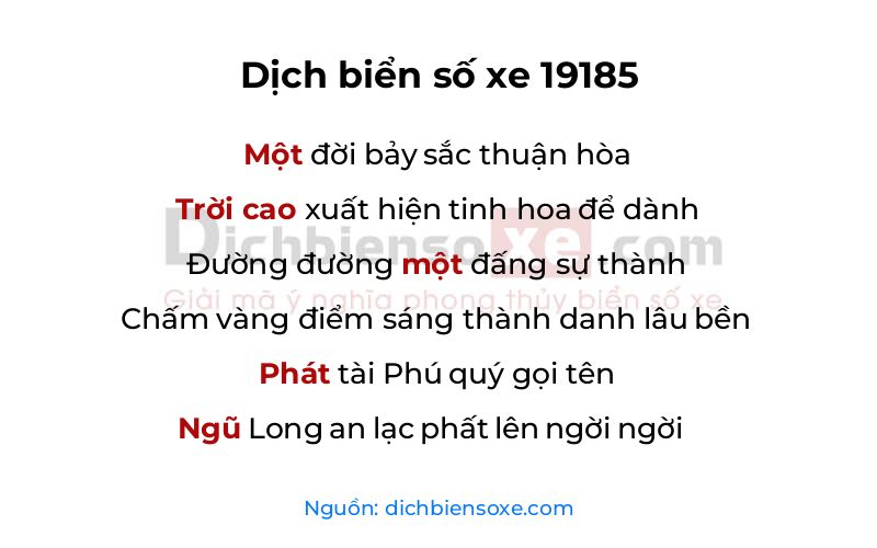 Dịch thơ biển số 19185