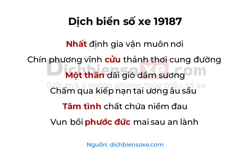 Dịch thơ biển số 19187