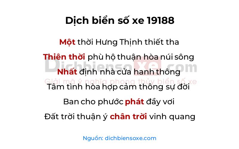 Dịch thơ biển số 19188
