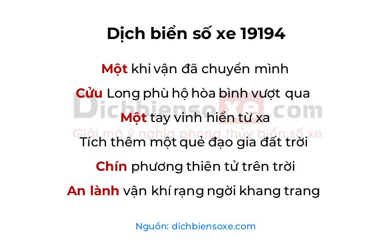 Dịch thơ biển số 19194