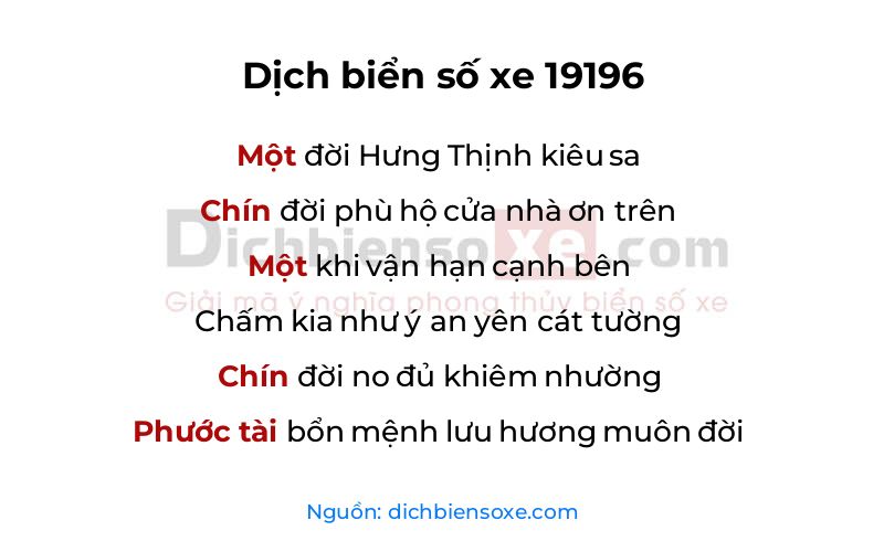 Dịch thơ biển số 19196