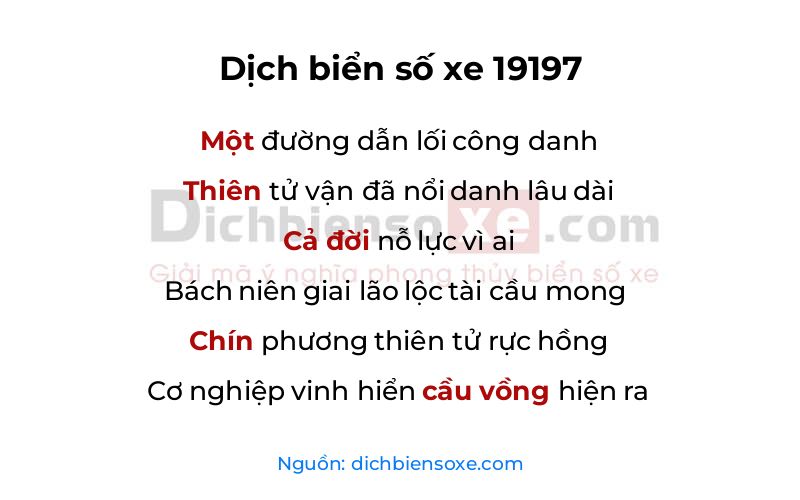 Dịch thơ biển số 19197