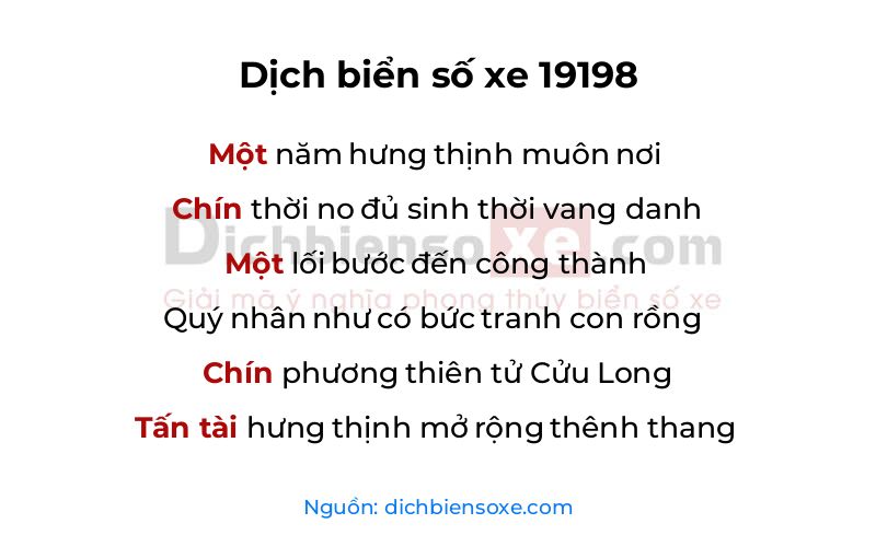 Dịch thơ biển số 19198