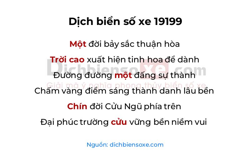 Dịch thơ biển số 19199