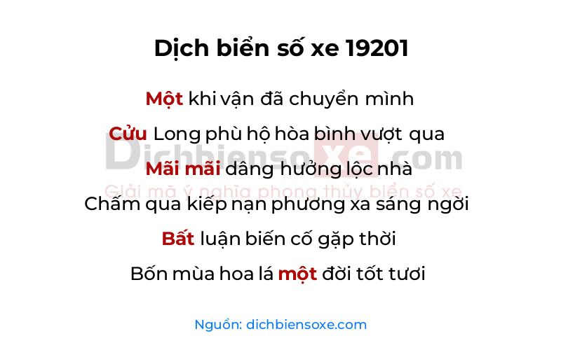 Dịch thơ biển số 19201