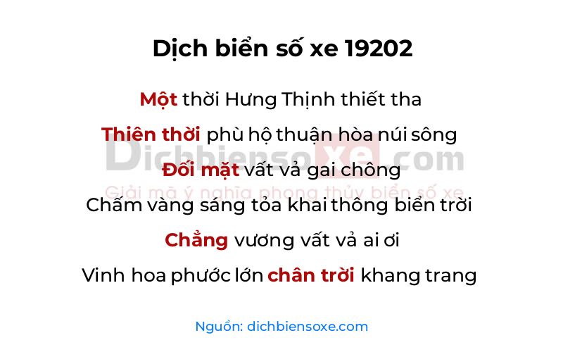 Dịch thơ biển số 19202