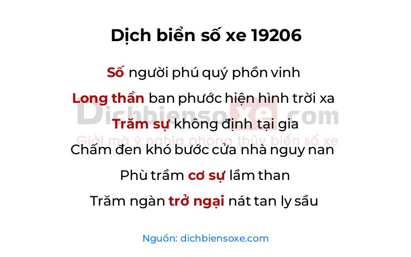 Dịch thơ biển số 19206