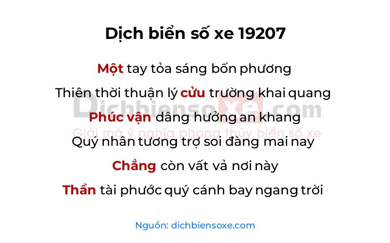 Dịch thơ biển số 19207