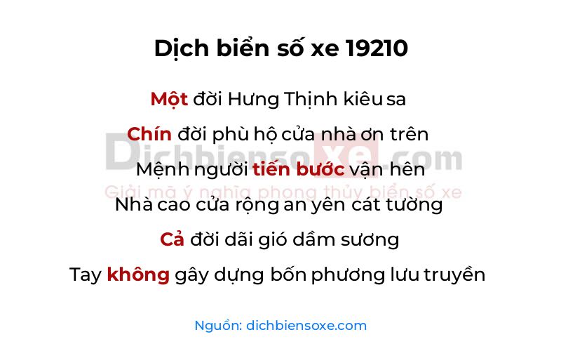 Dịch thơ biển số 19210