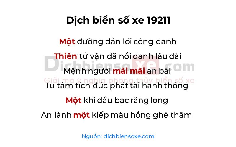 Dịch thơ biển số 19211
