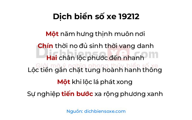 Dịch thơ biển số 19212