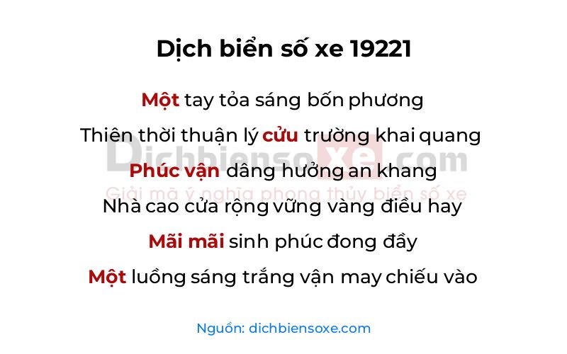 Dịch thơ biển số 19221
