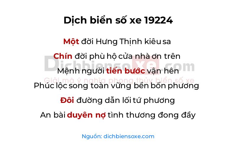 Dịch thơ biển số 19224