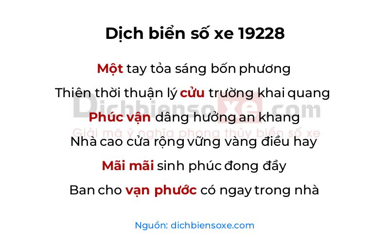 Dịch thơ biển số 19228