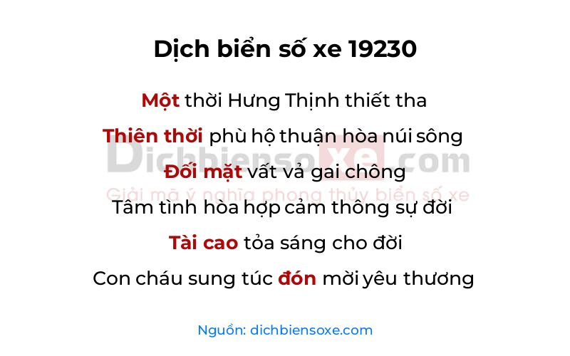 Dịch thơ biển số 19230