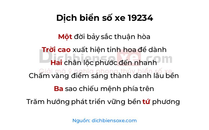 Dịch thơ biển số 19234