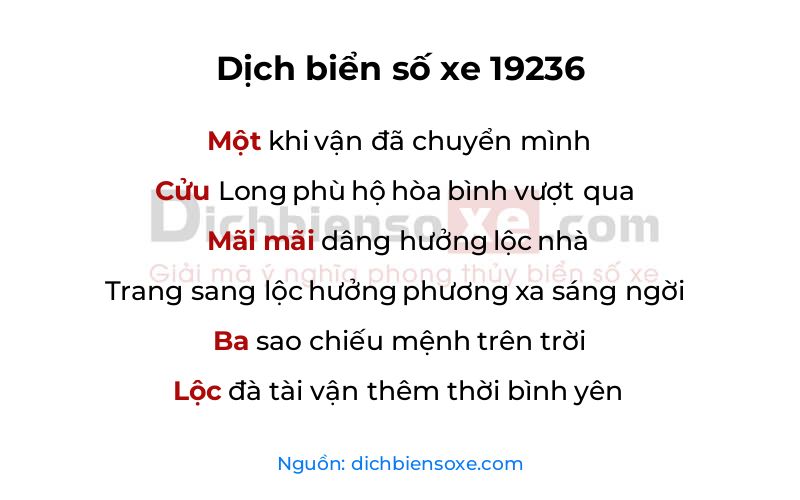 Dịch thơ biển số 19236
