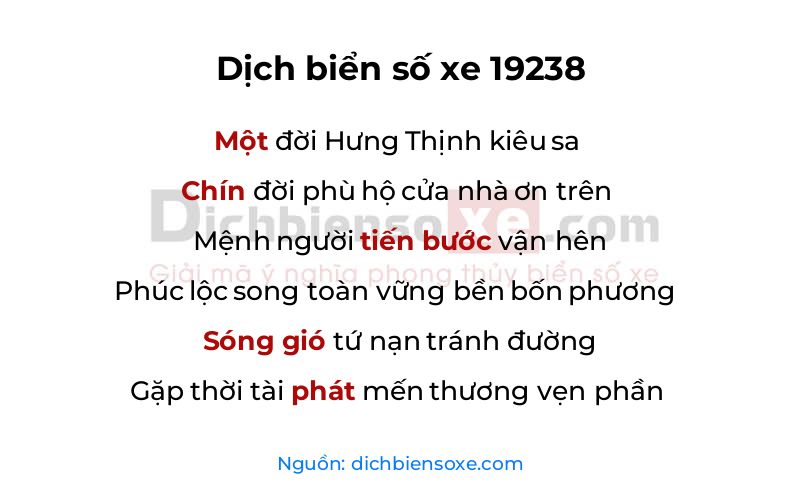 Dịch thơ biển số 19238