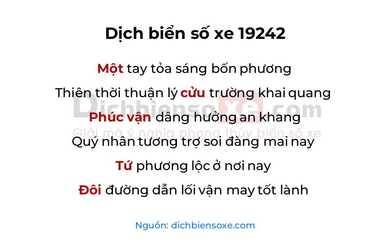 Dịch thơ biển số 19242