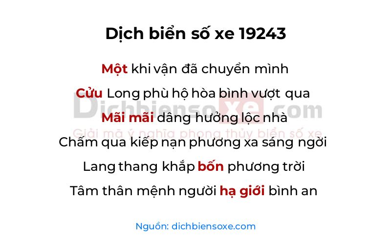 Dịch thơ biển số 19243