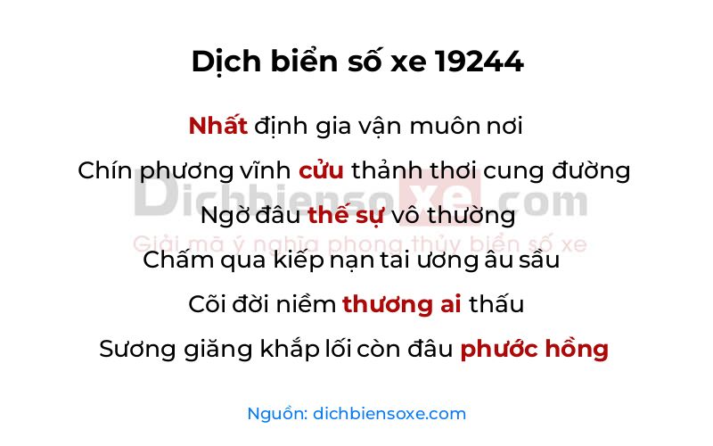 Dịch thơ biển số 19244