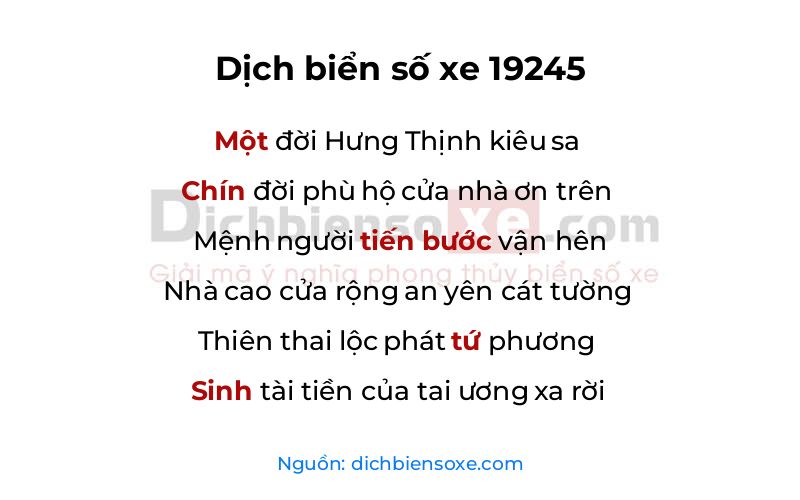 Dịch thơ biển số 19245