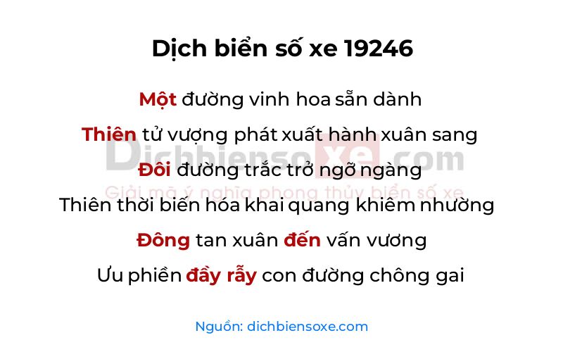 Dịch thơ biển số 19246