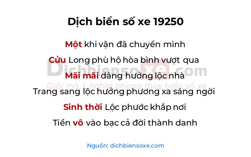 Dịch thơ biển số 19250
