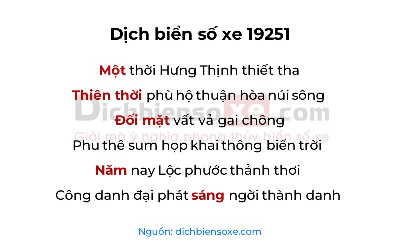 Dịch thơ biển số 19251