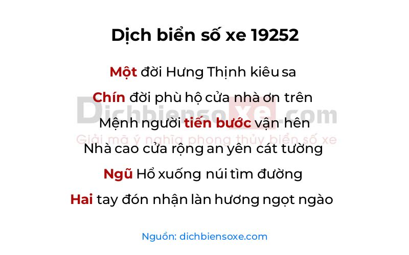 Dịch thơ biển số 19252