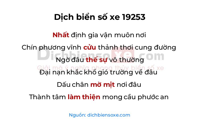 Dịch thơ biển số 19253