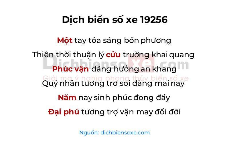 Dịch thơ biển số 19256