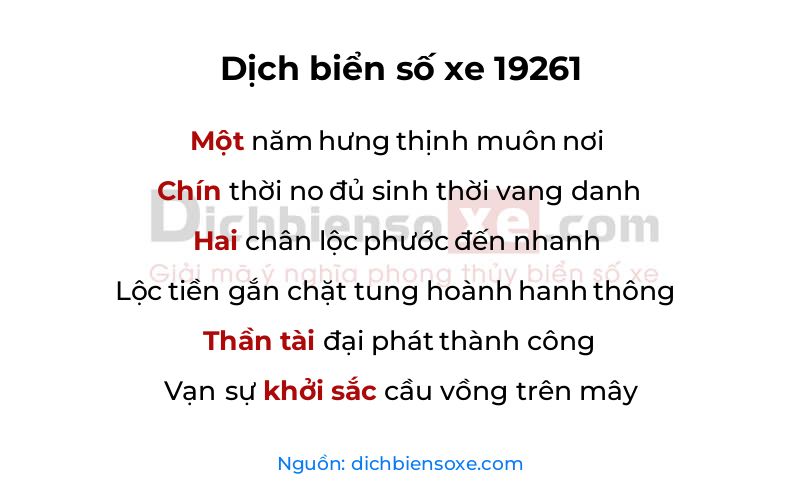 Dịch thơ biển số 19261