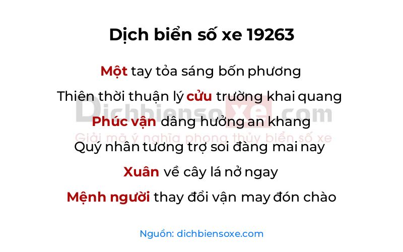 Dịch thơ biển số 19263