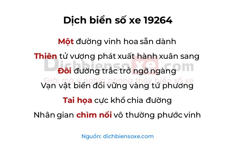 Dịch thơ biển số 19264