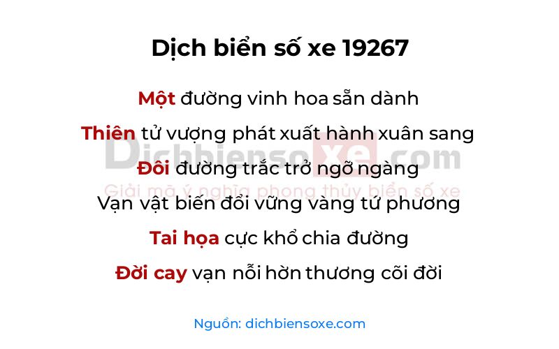 Dịch thơ biển số 19267
