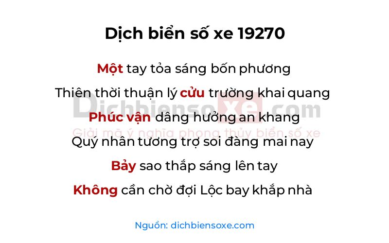 Dịch thơ biển số 19270