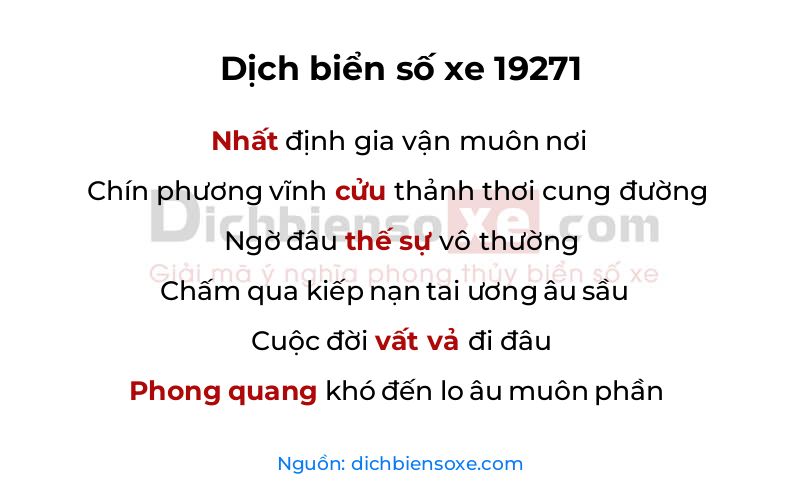 Dịch thơ biển số 19271