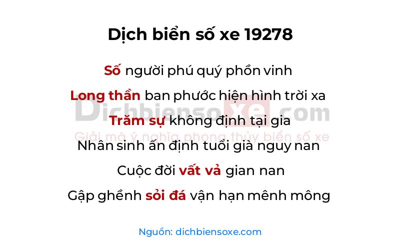 Dịch thơ biển số 19278