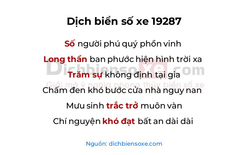 Dịch thơ biển số 19287