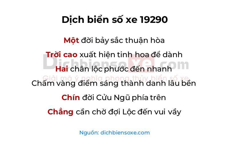 Dịch thơ biển số 19290