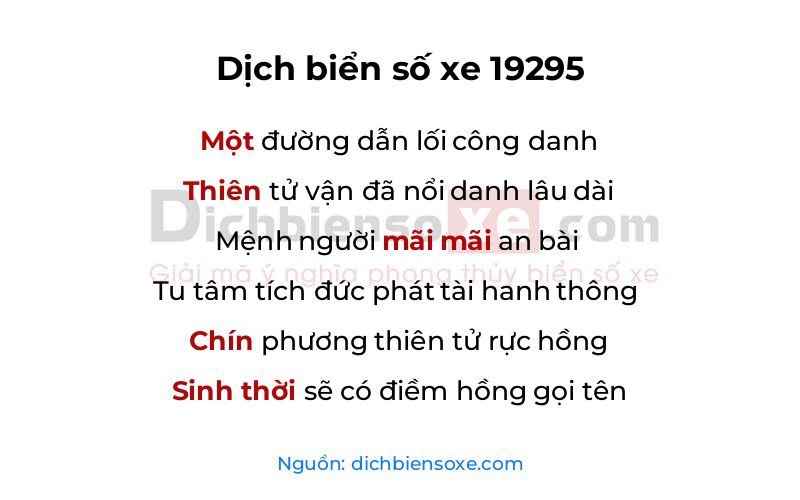 Dịch thơ biển số 19295
