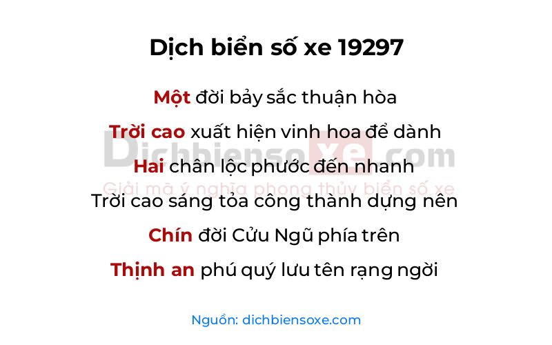 Dịch thơ biển số 19297