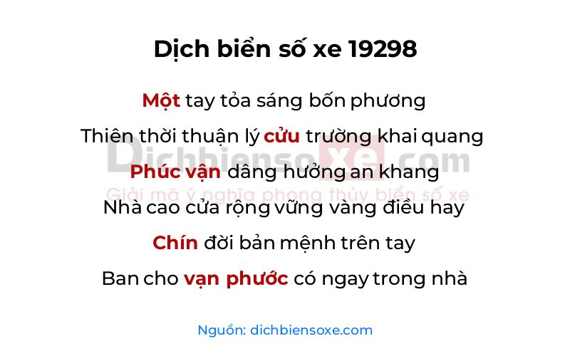Dịch thơ biển số 19298