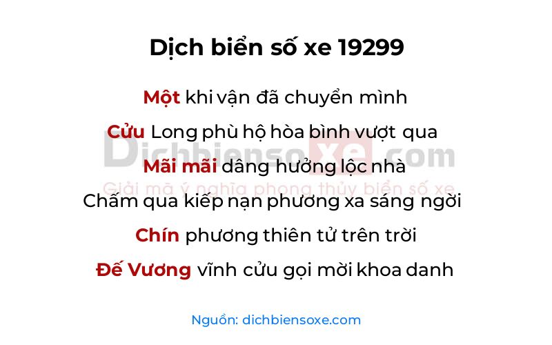 Dịch thơ biển số 19299
